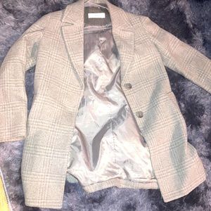Gorgeous light gray plaid wool coat
